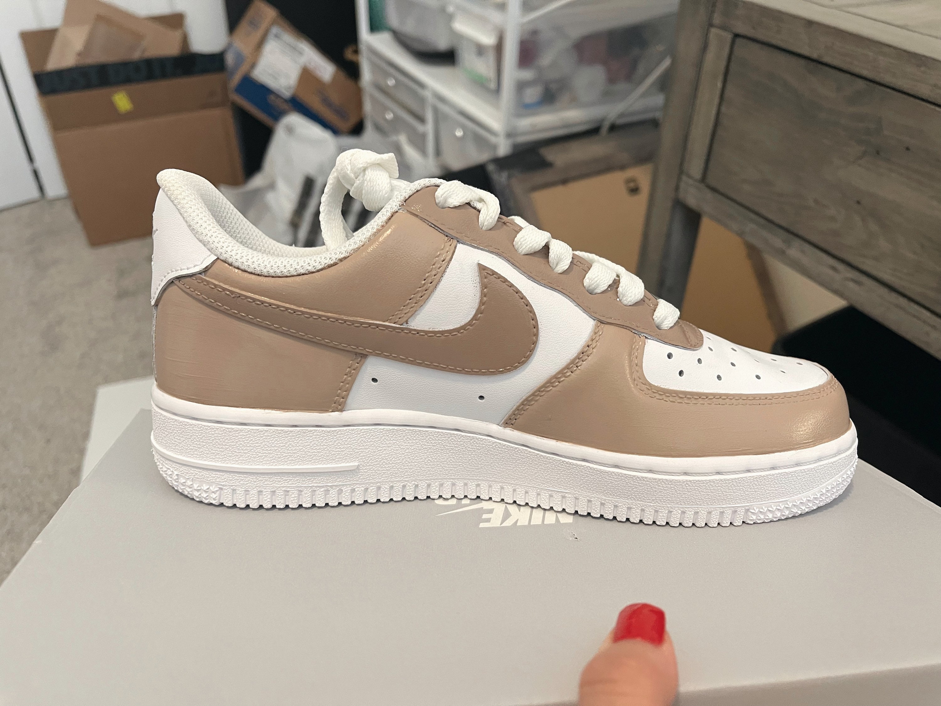 Penelope Observeer zelf Brown Beige Multicolored Custom Nike Air Force 1/ Beige - Etsy