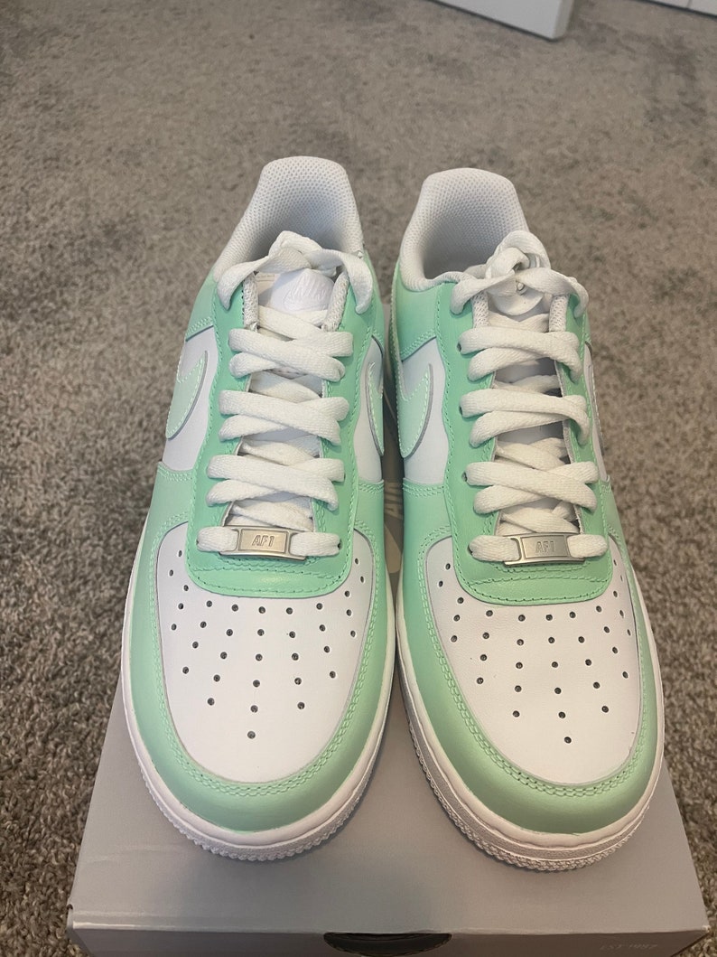 Hand-painted Mint Colorblock Nike Air Force 1 Custom Sneakers - Etsy