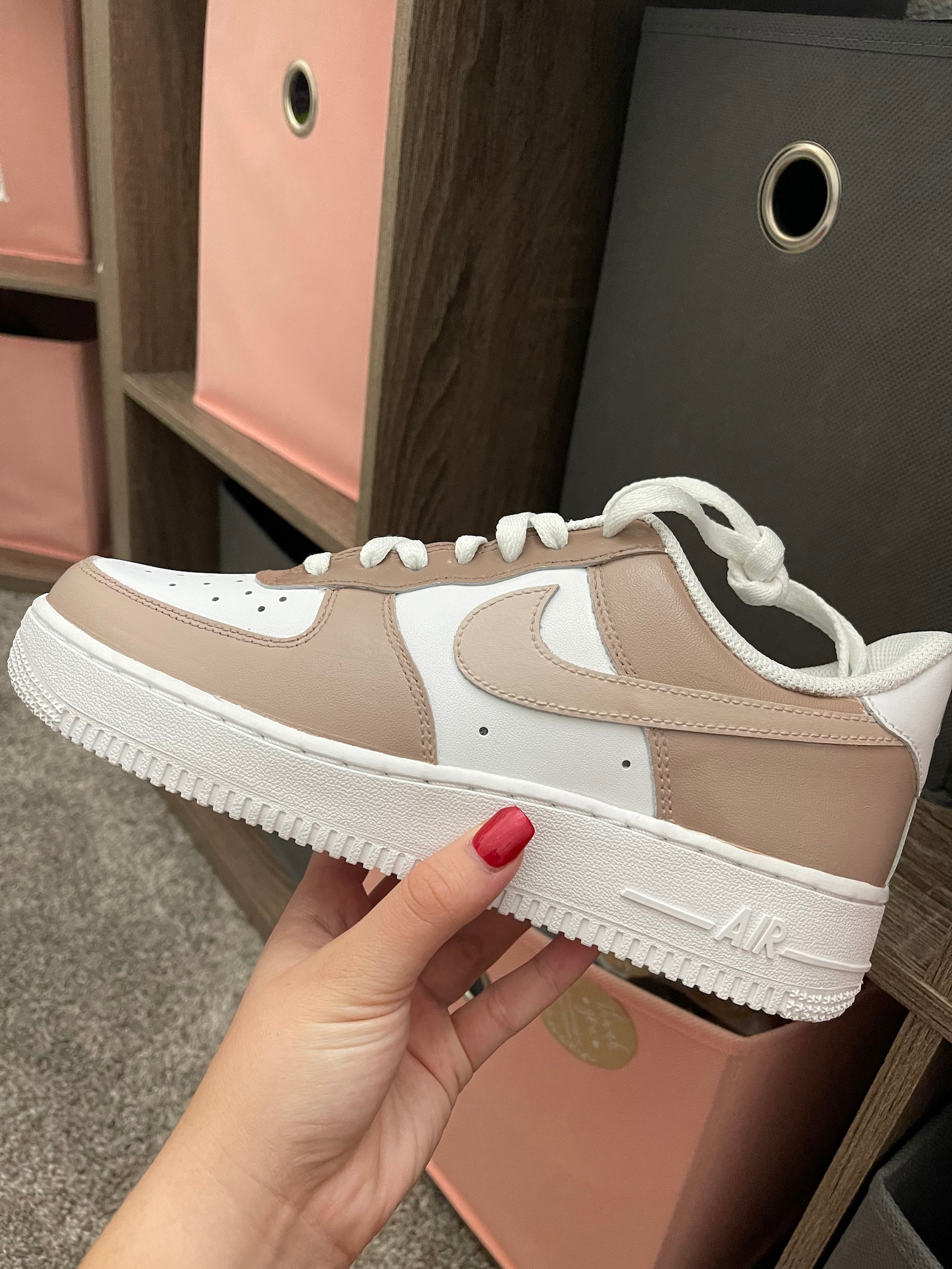 Hand Painted Beige Colorblock Nike Air Force 1 - Etsy