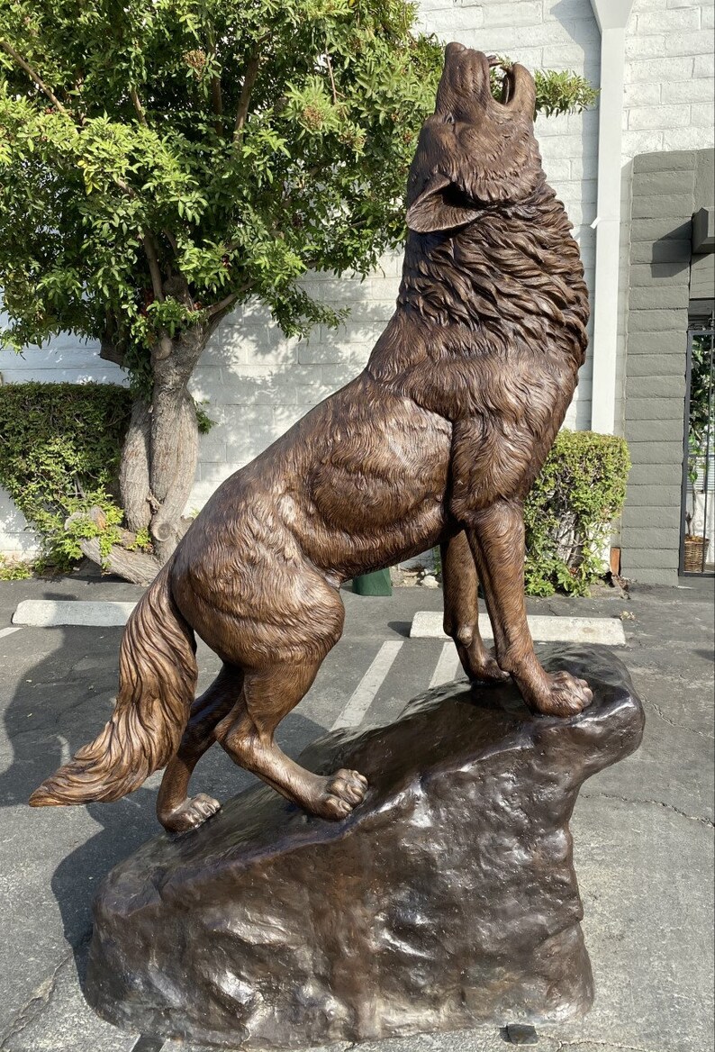 Larger Than Life Size Heroic Howling Wolf Bronze Sculpture 7 Etsy