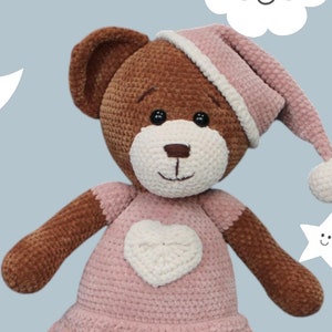 Crochet pattern bear, amigurumi bear, crochet pattern cuddly toy, soft amigurumi pattern, crochet baby gift, crochet birthday gift