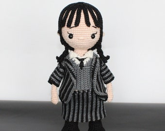 Crochet Pattern Wednesday, Amigurumi Pattern, + School Uniform, Wednesday Doll, Crochet Doll Pattern, Addams Family Pattern, PDF Download