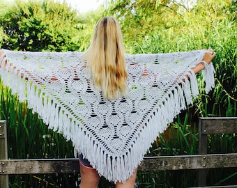 Crochet light gray shawl