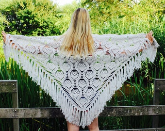Crochet shawl ecru