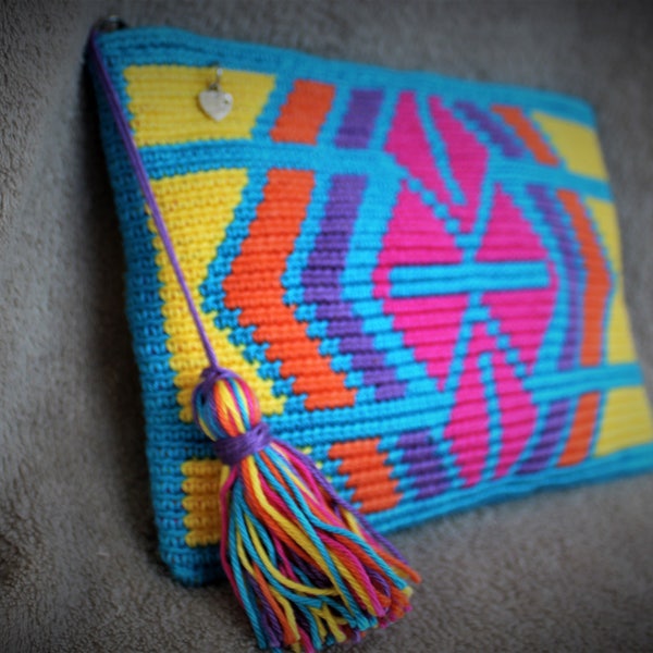 Mochila clutch crochet pattern, tapestry crochet pattern, mochila bag, mochila crochet pattern, crochet pattern pencil case