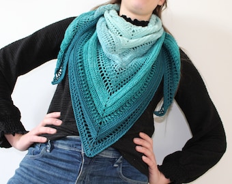 Crochet pattern scarf, crochet pattern shawl, crochet pattern gradient yarn, English crochet pattern