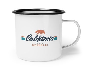 California Bear Camp Becher - Vintage RV Emaillebecher