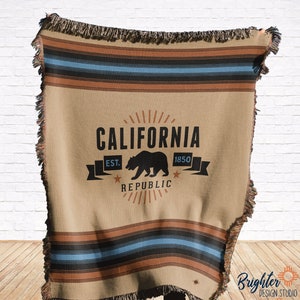 California Blanket - California Bear Blanket -  Vintage RV Blanket - Made in the USA