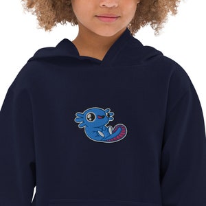 Embroidered Axolotl Hoodie, Kids cute Axolotl hoodie, Kid Birthday Gift, Salamander Lover Hoddie, kids sweatshirt
