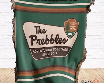 Personalized - National Parks Anniversary Blanket - Made in The USA - Cotton Woven Blanket