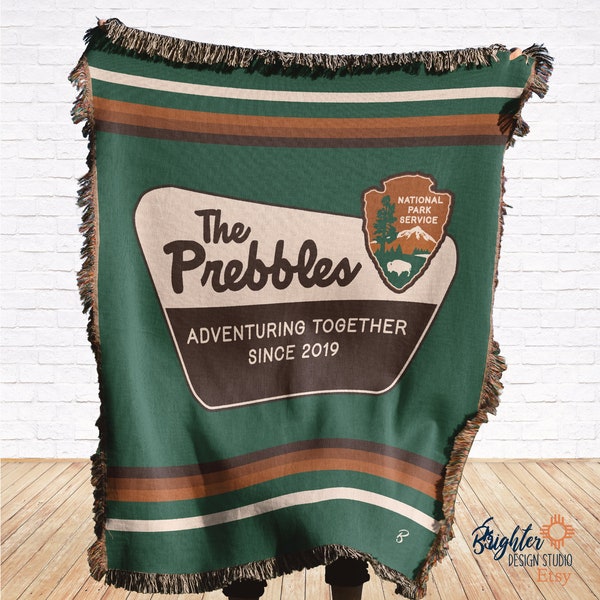 Personalized National Parks Anniversary Cotton Woven Blanket Throw - Made in The USA