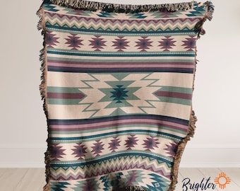 Manta tejida estilo suroeste: manta de algodón azteca, hecha en EE. UU.