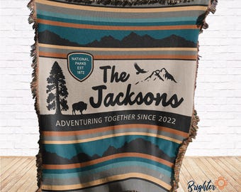 Personalized National Parks - Anniversary Blanket - Cotton Woven Throw - Made in The USA