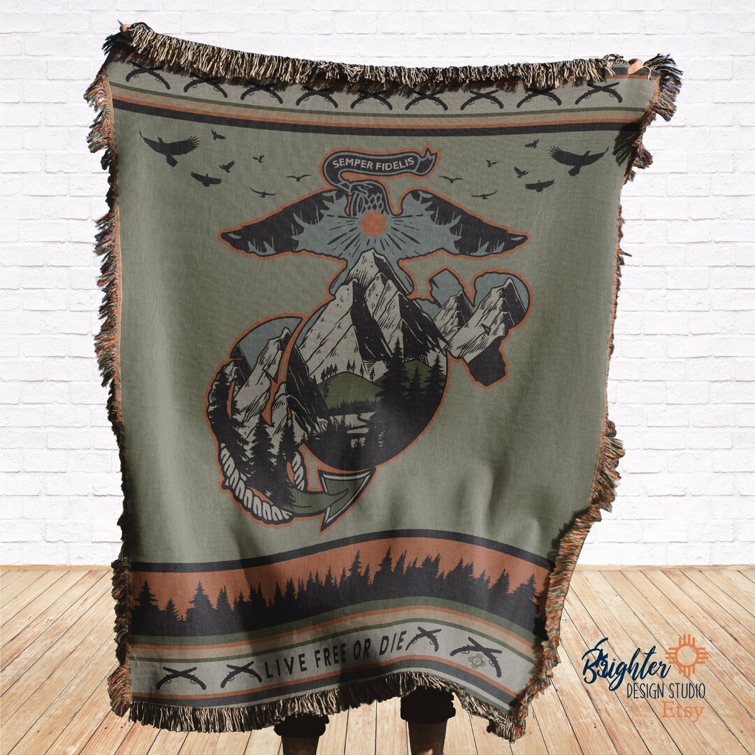 US Marine Corps Blanket Cotton Woven Blanket Throw Made in the USA Etsy