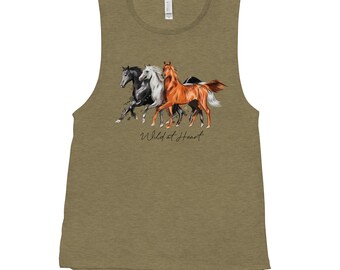 Wild Horses Tank Top: Western Cowgirl Style Ladies Muscle Tee