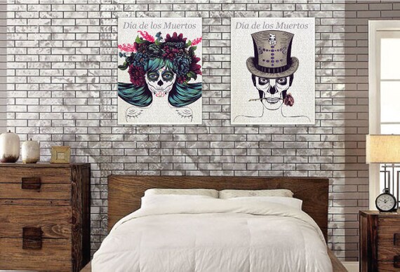 Halloween Decor Wall Hanging Dia De Los Muertos Newly Weds