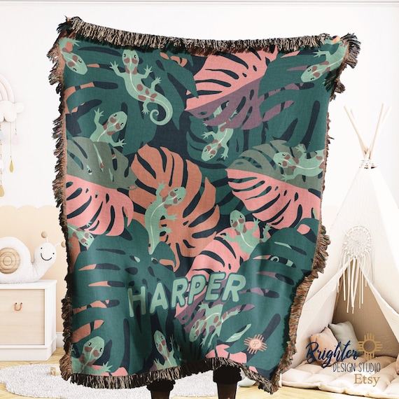 Hidden Gecko Woven Blankets Etsy