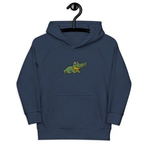 Embroidered Alligator Kids Hoodie: Organic Cotton Eco Sweatshirt