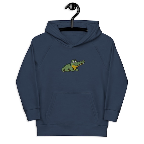Bestickter Alligator Kids Öko-Hoodie, süßer Kinder-Alligator-Sweatshirt
