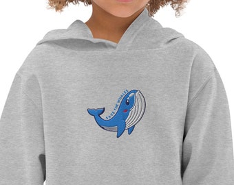 Felpa con cappuccio per bambini con balene ricamate: Felpa Ocean