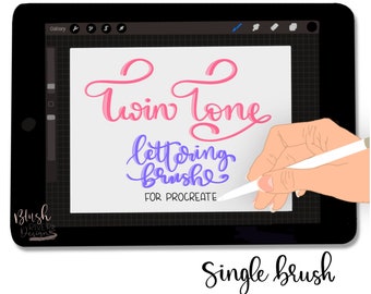 Procreate Brush / Twin Tone Lettering Brush / Single Brush / Procreate Tools / 3D brush / Script Brush