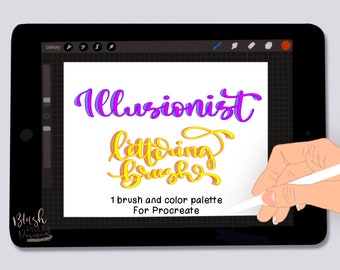 Procreate Brush / Illusionist Lettering Brush / Single Brush / Procreate Tools / 3D brush / Script Brush