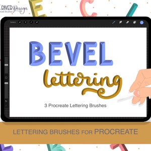 Procreate Brush / Bevel Letter Brush / Bevel Brush Pack / Modern Calligraphy / Color palette / Beveled Letters