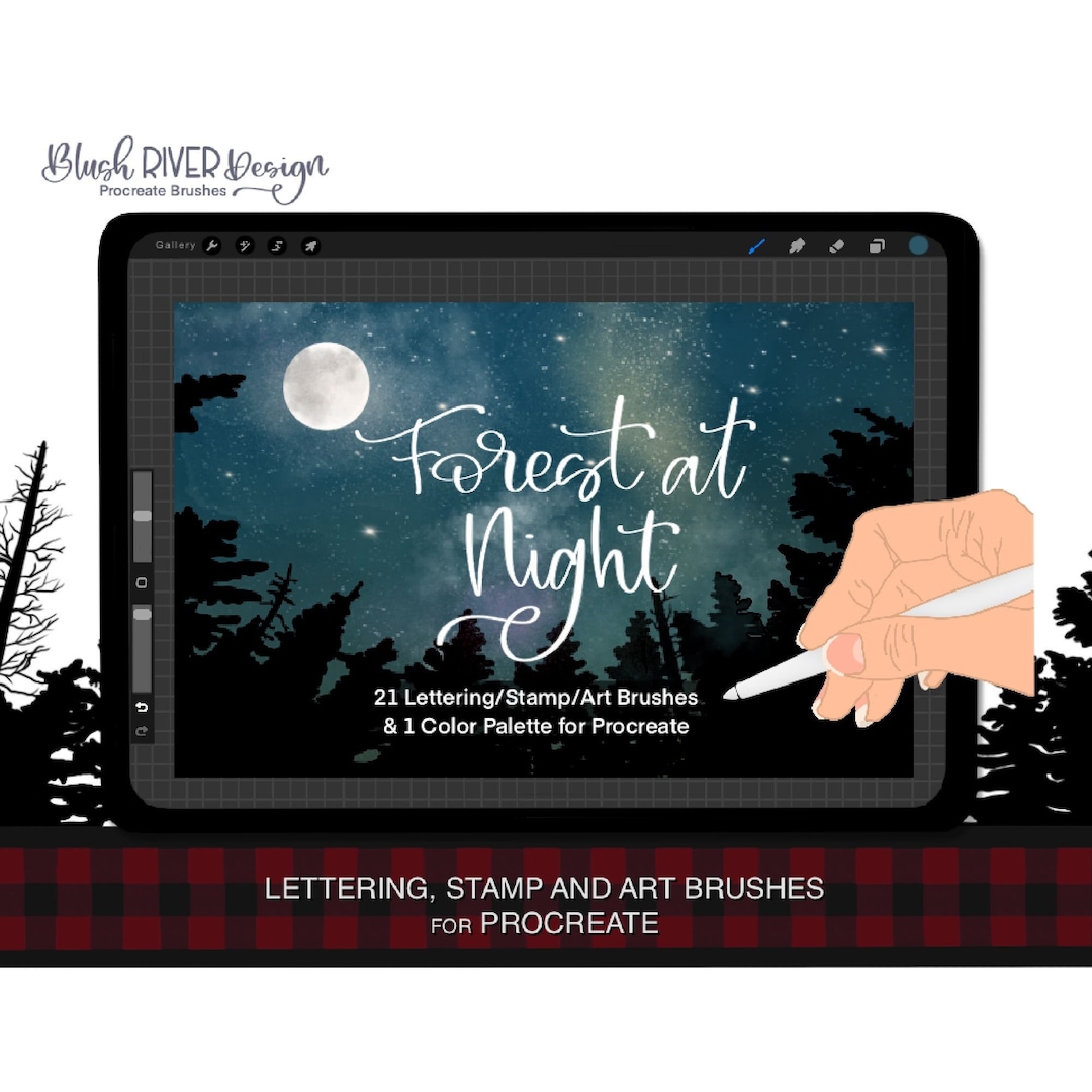 Procreate Brush Pack / Forest at Night / Tree Stamps / Night Scene ...