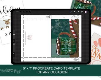 5x7 Grußkarten Template für Procreate / Leinwand mit Ebenen / Grusskarte selber machen / Instant Download /