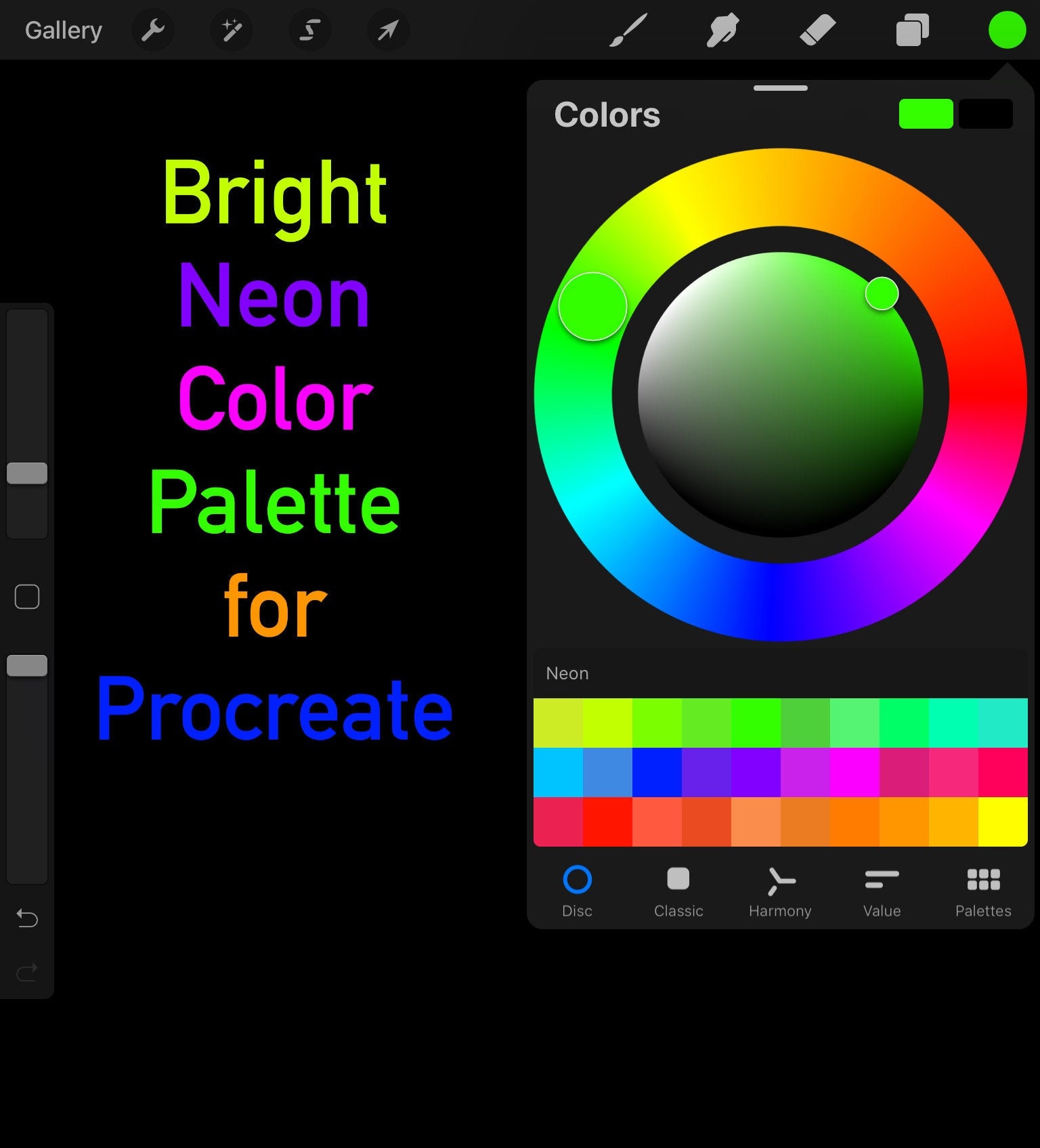 Procreate Palette Neon Color Palettes Procreate Swatches Etsy
