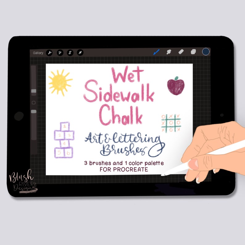 Procreate Brush Wet sidewalk Chalk-Art and Lettering Brushes Brush Pack Texture Brush Calligraphy brush Monoline brush