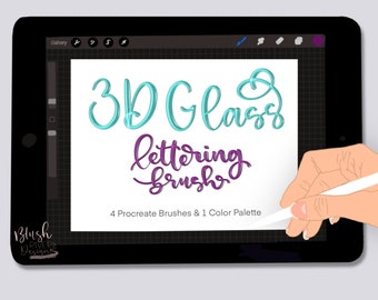 Procreate Pinsel / 3D Glas Schriftzug Pinsel / einzelne Pinsel / Procreate Werkzeuge