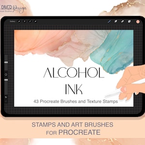 Procreate Brush / Alcohol Ink Bundle / Alcohol Ink Art / Brush Bundle / Alcohol Ink Brushes and Stamps / Gold Alcohol Ink Embellishment