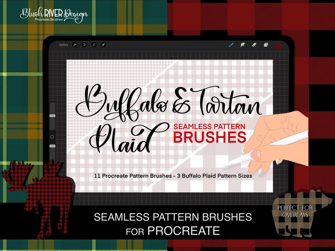 Procreate Brush Pack / Seamless Plaid Pattern Brushes / Tartan Plaid