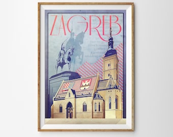 Zagreb - Croatia, Retro Poster Design