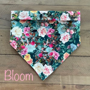 19&quot; Pet Bandana &quot;Bloom&quot; Flowers, Roses, Peach, Pink, White, Yellow