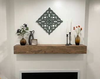 Wood Beam Mantel Shelf 48-72", Floating Wood Fireplace Mantel