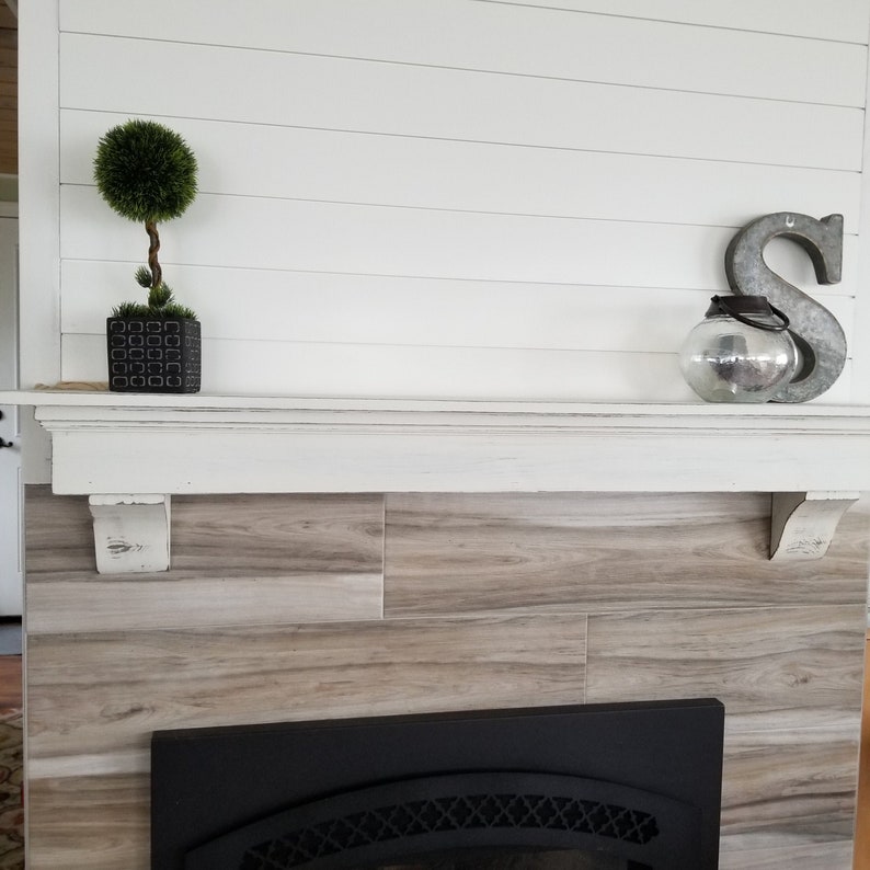 Large Shabby Wall Shelf Floating Mantel with Corbels ...