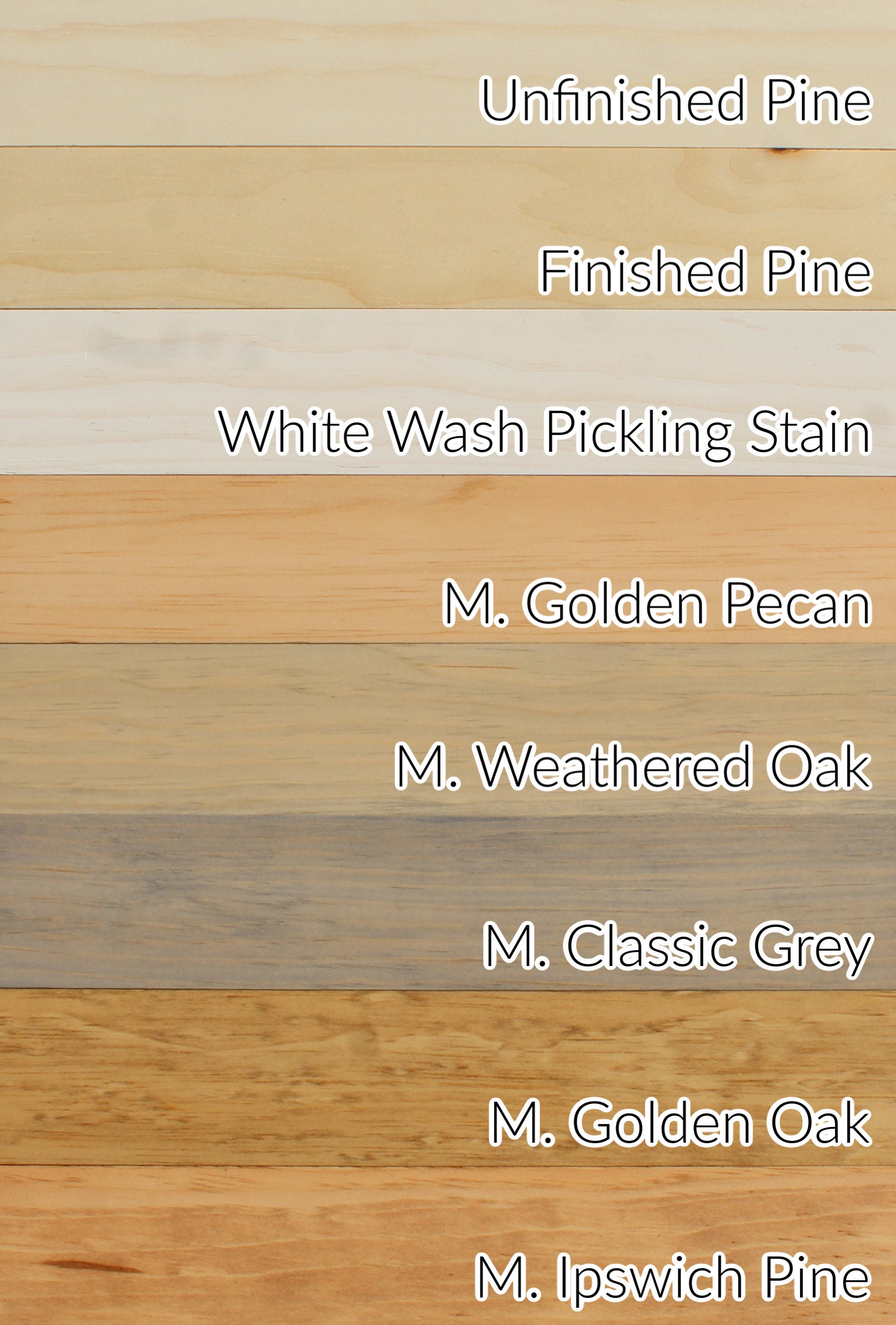 STAIN SAMPLES on Pine for Floating Shelves and Mantels 