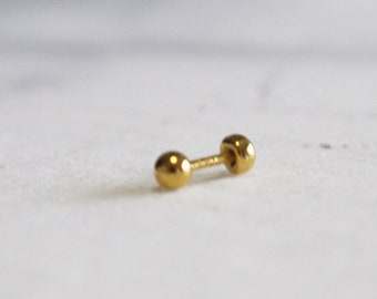24K Solid gold tiny ball stud, 24K 3mm ball stud, 24K hexagon stud, 24K tiny earring, cartilage,helix,conch,lobe,24K dainty earring,everyday
