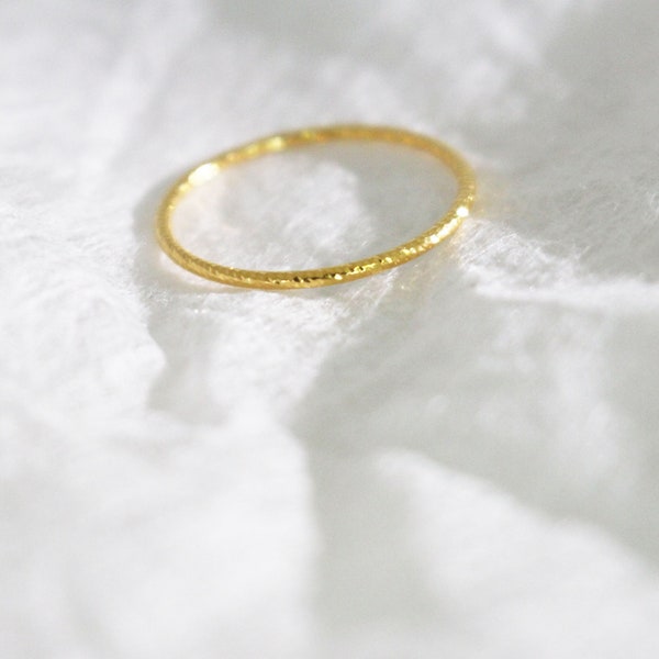 24K Gold Texture Ring ,24K Gold Band, 24K 1mm Ring, 24K dainty ring, 24K wedding ring, everyday ring, 24K skinny Ring, layered gold ring