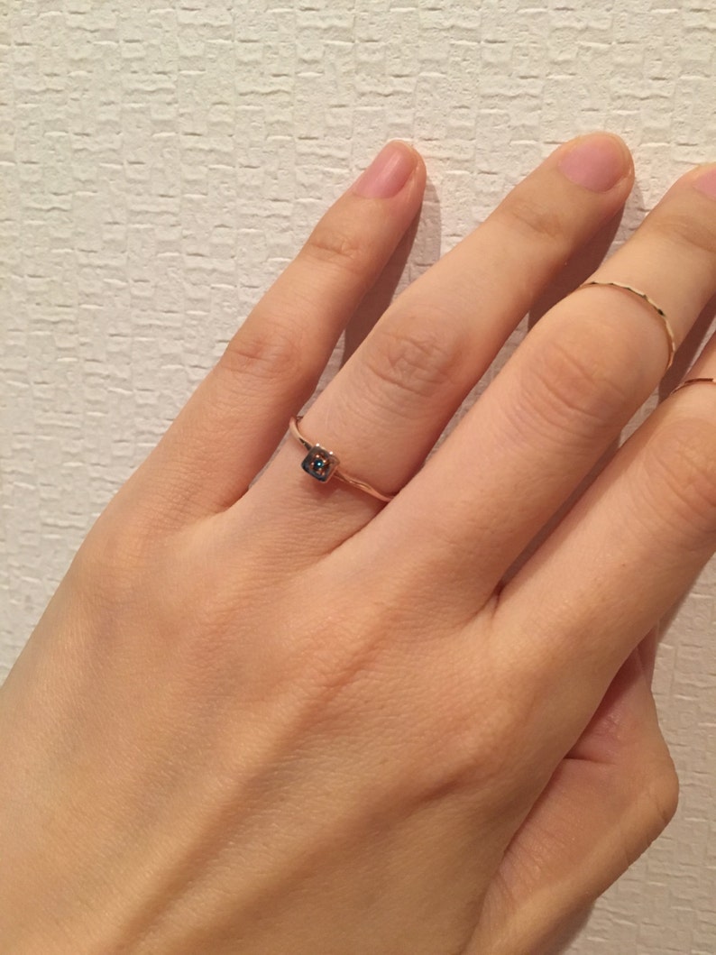 14K Solid Gold Simple Diamond Ring 14K Simple Ring Stackable Etsy