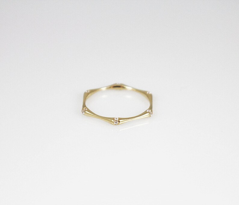 14K solid gold hexagon band 14k geometric ring unique Etsy