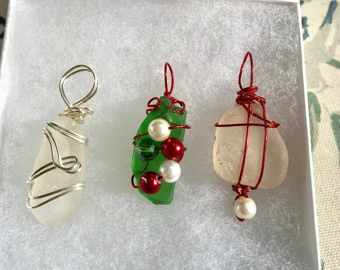 Beach Glass Christmas Ornaments Sea Glass Christmas Etsy