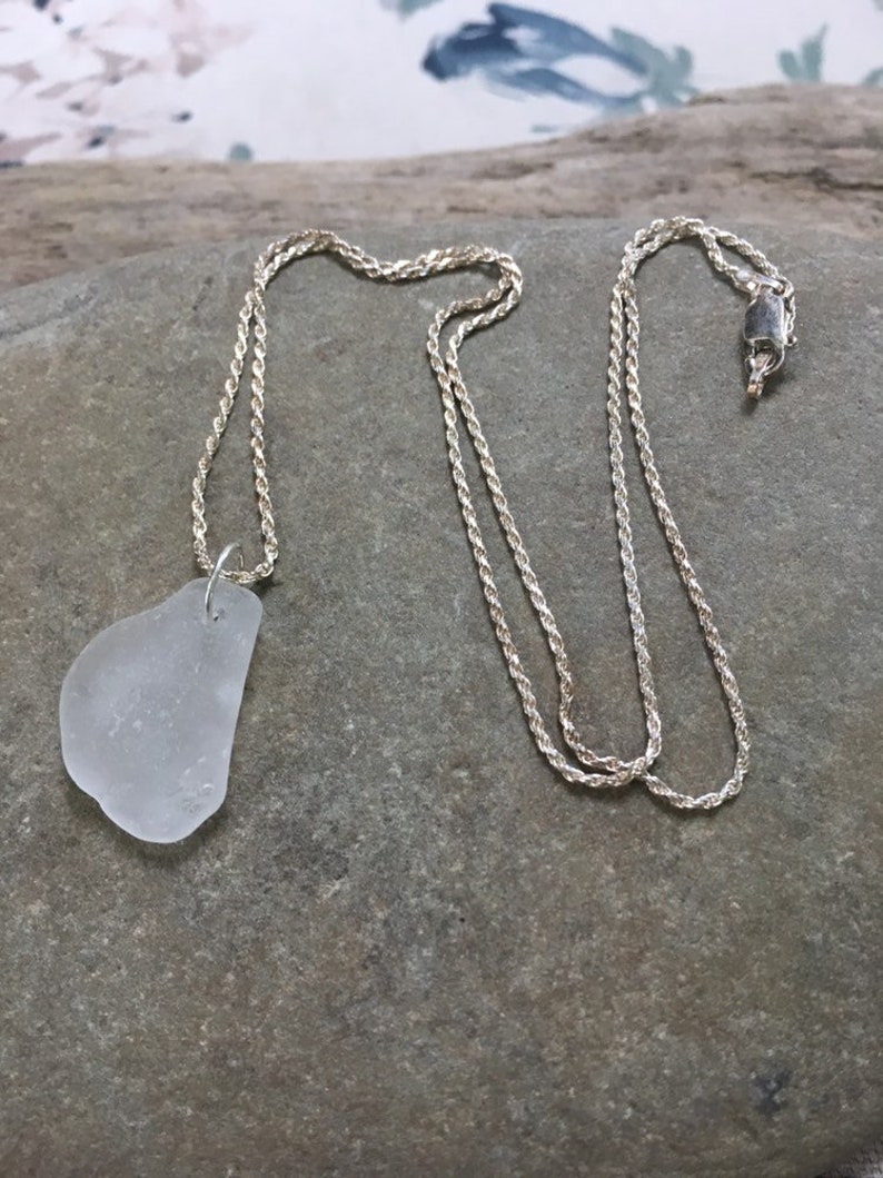 Beach glass jewelry set white beach glass necklace beach glass earrings