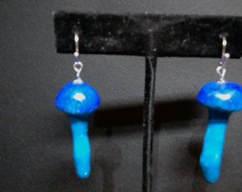 Blue and Teal Mushroom Earrings