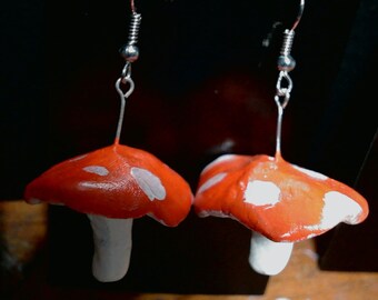 Red and White Mushroom Earrings