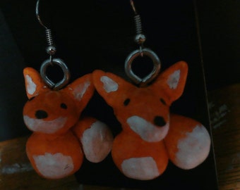 Hand Painted Fox Earrings