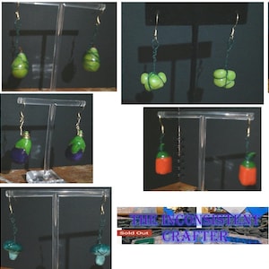 Hand Painted Porcelain Fruit and Veggie Earrings