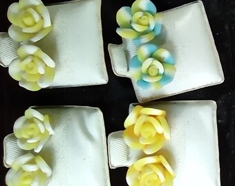 Multicolor Rose Stud Earrings